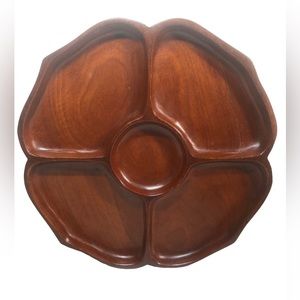 *Vintage Continental Haiti Mahogany Wood 11” Round Divided Plate Decor